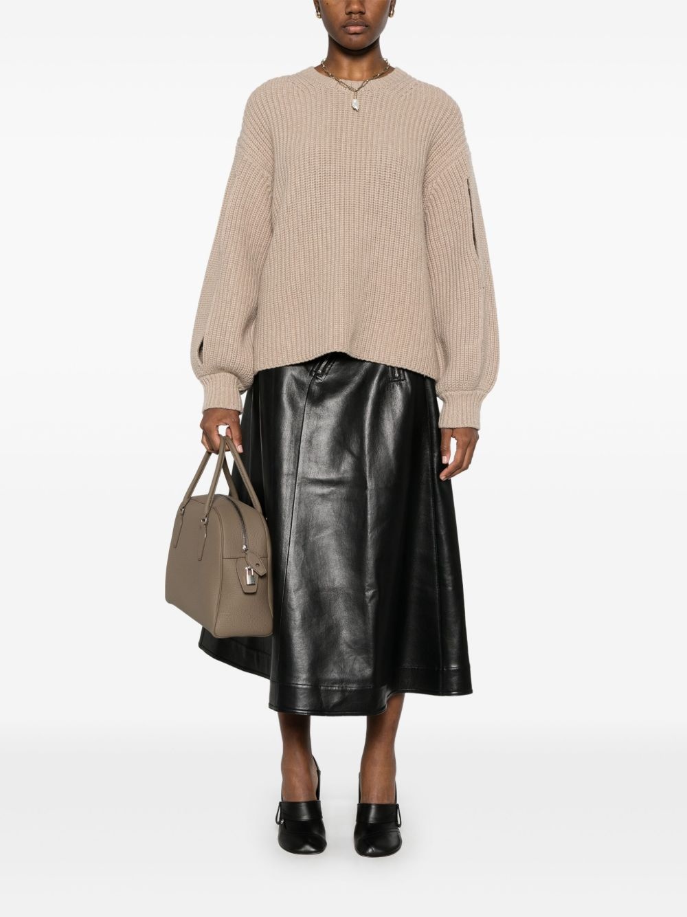 faux-leather midi skirt - 2