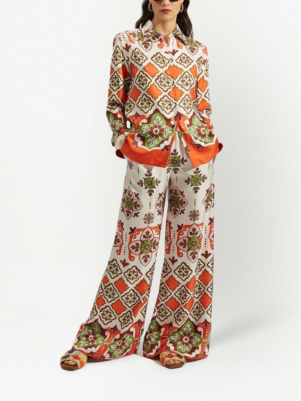 printed silk palazzo trousers - 2