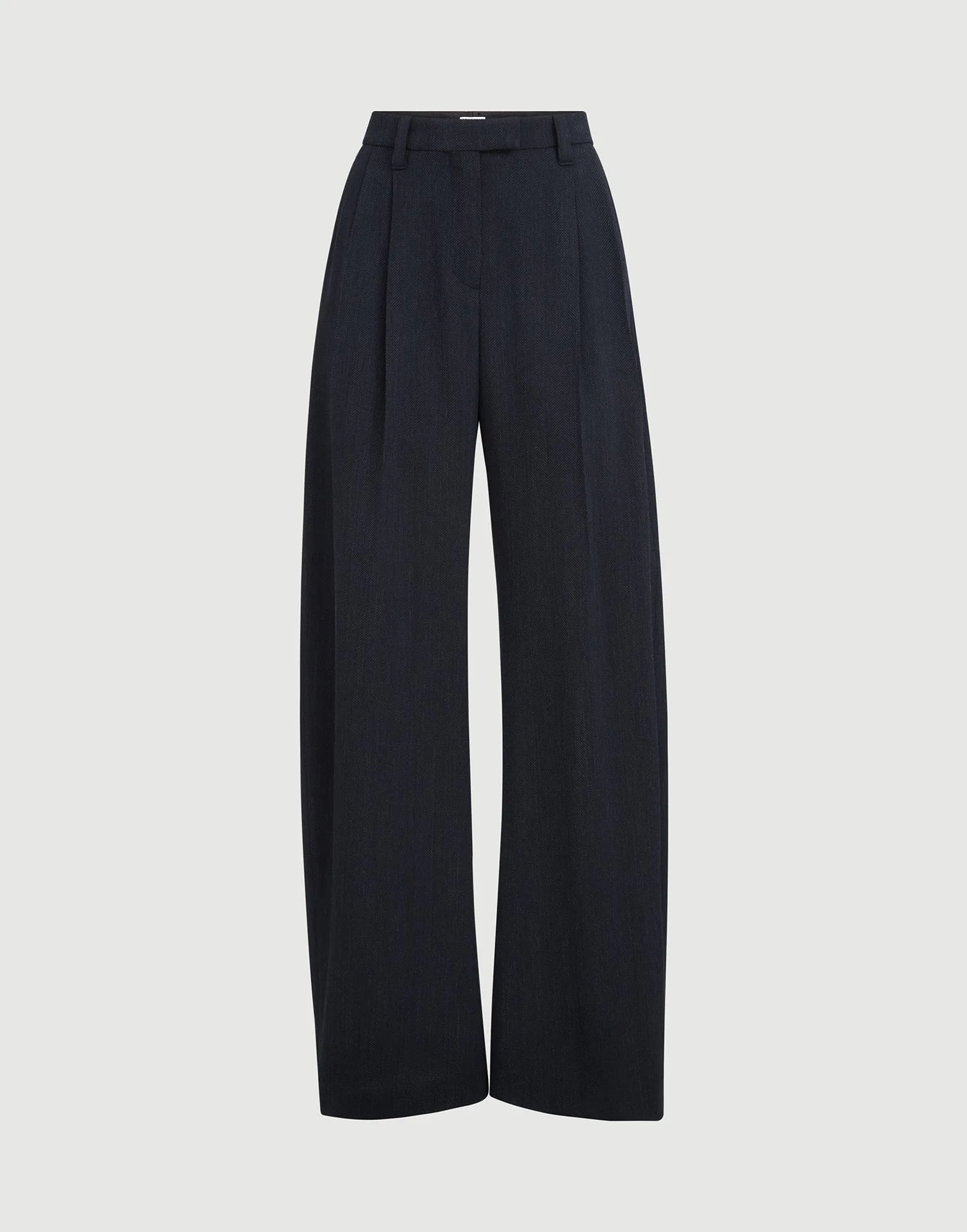 Virgin wool crêpe chevron tailored barrel trousers with monili - 1