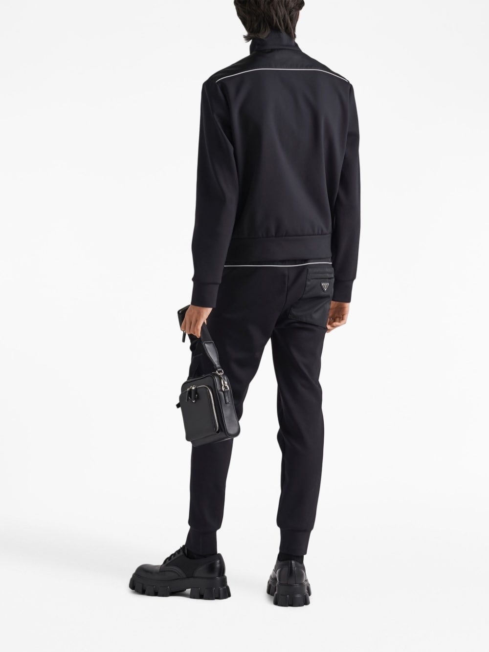 nylon-panel zip-up jacket - 3