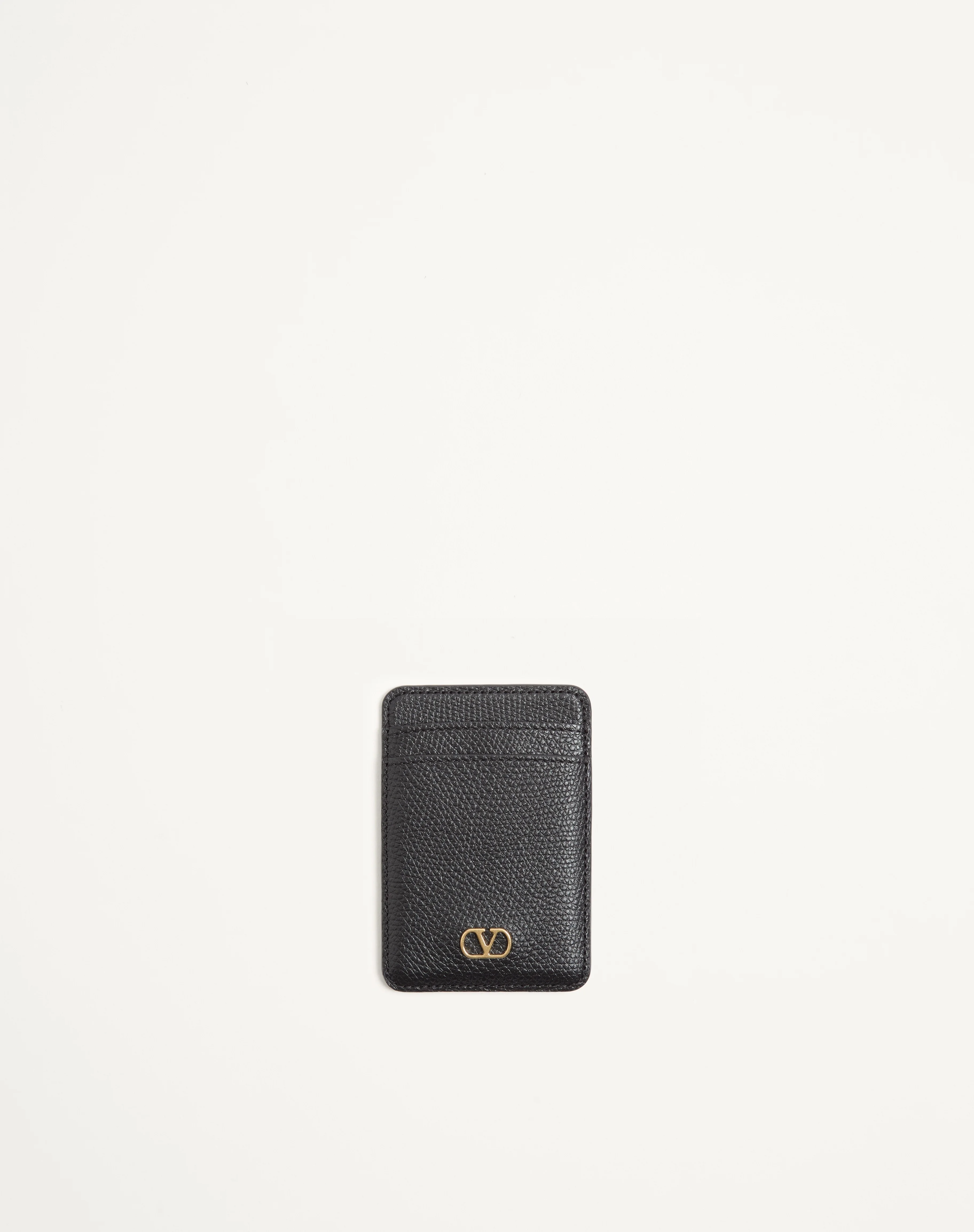 VALENTINO GARAVANI VLOGO SIGNATURE MAGNETIC CARDHOLDER IN GRAINY CALFSKIN - 1