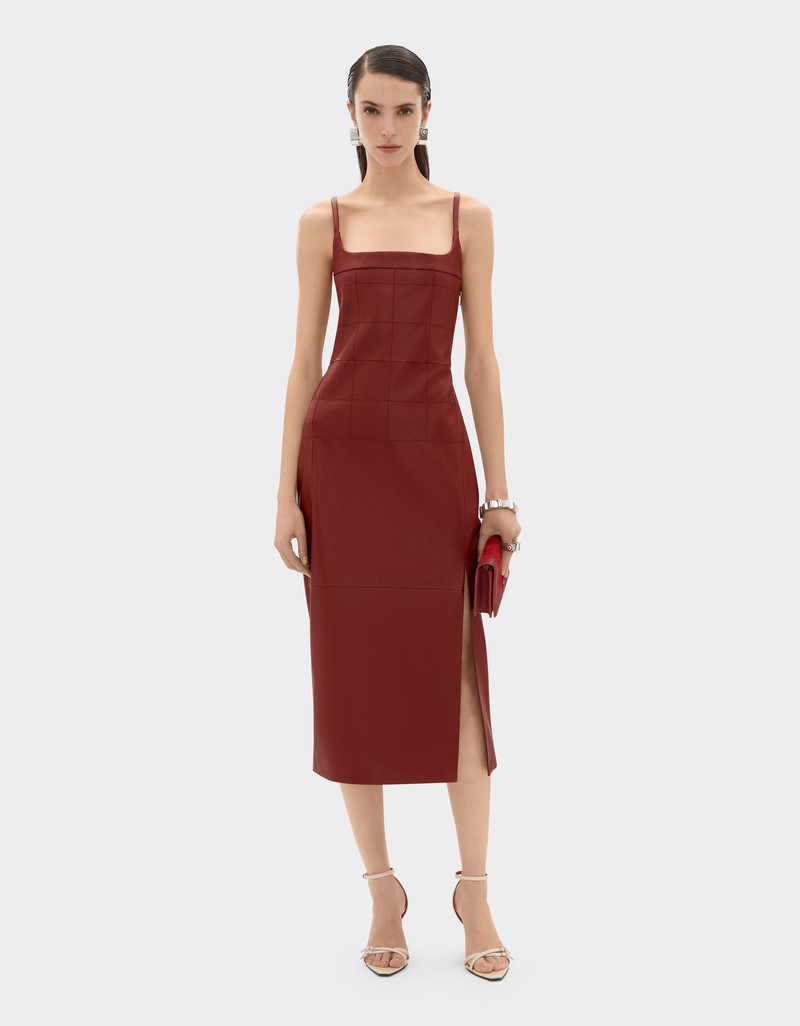 Ferrari Midi dress in deer-effect nappa leather outlook