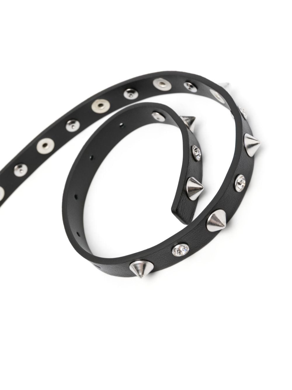 spike-embellished leather belt - 2