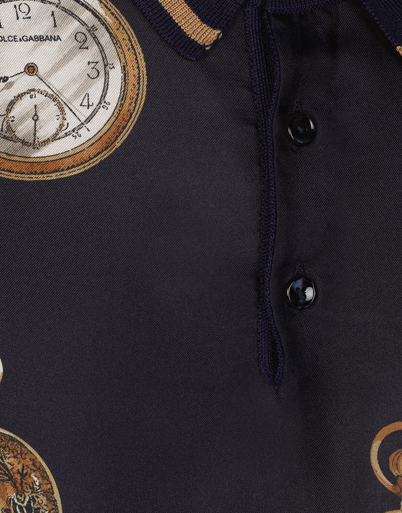 Watch-print silk polo-shirt 3