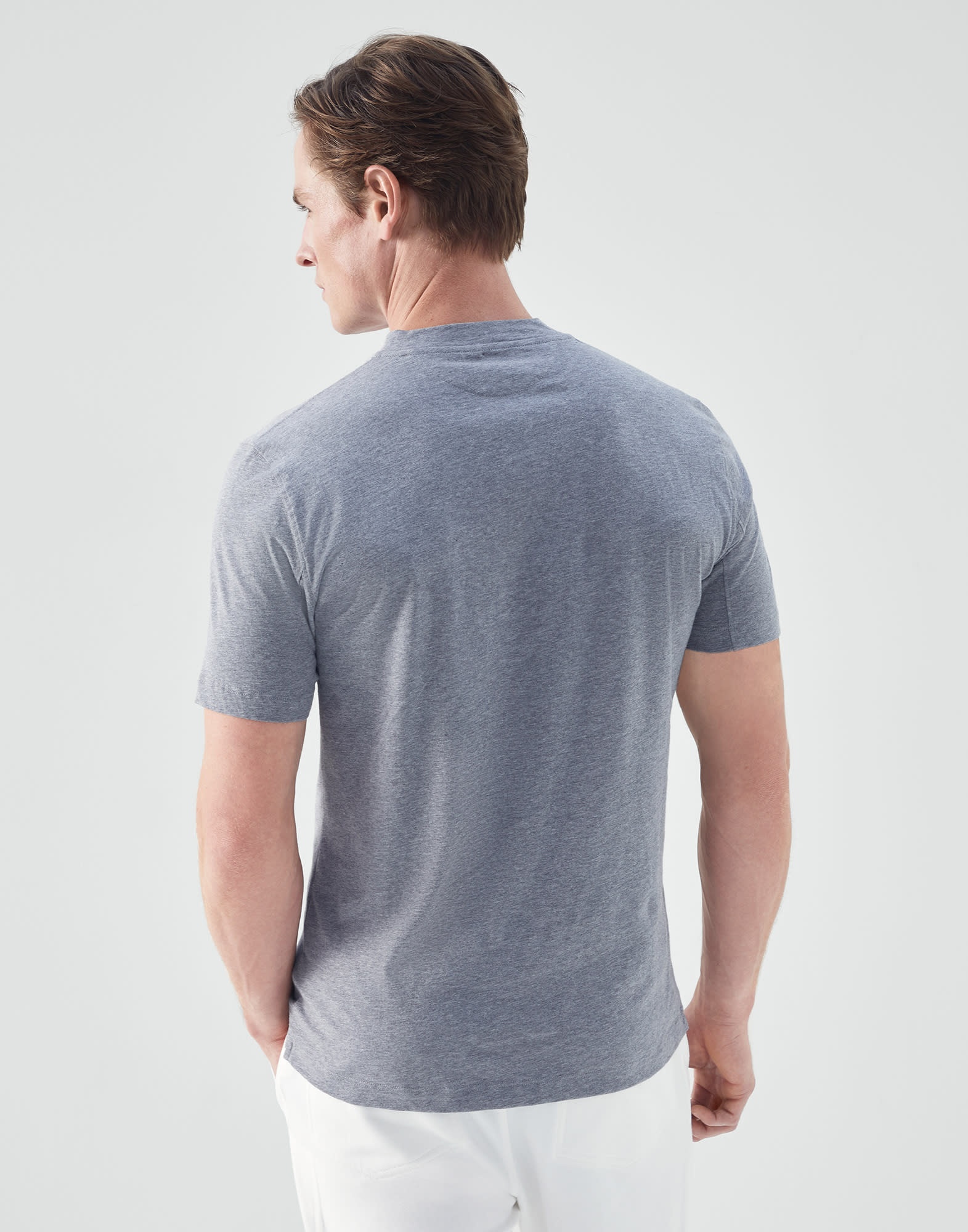 Cotton jersey slim fit T-shirt with V-neck - 2