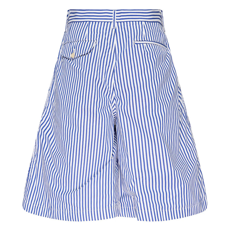 Comme des Garçons SHIRT White Blue Stripe Cotton Bermuda outlook