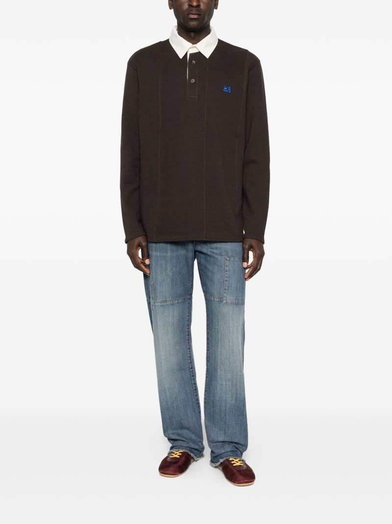 WALES BONNER pique long-sleeve polo shirt outlook
