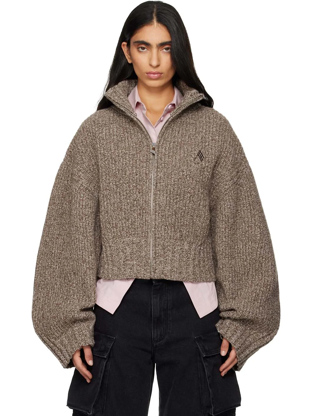 Brown Wool Cashmere Cardigan - 1