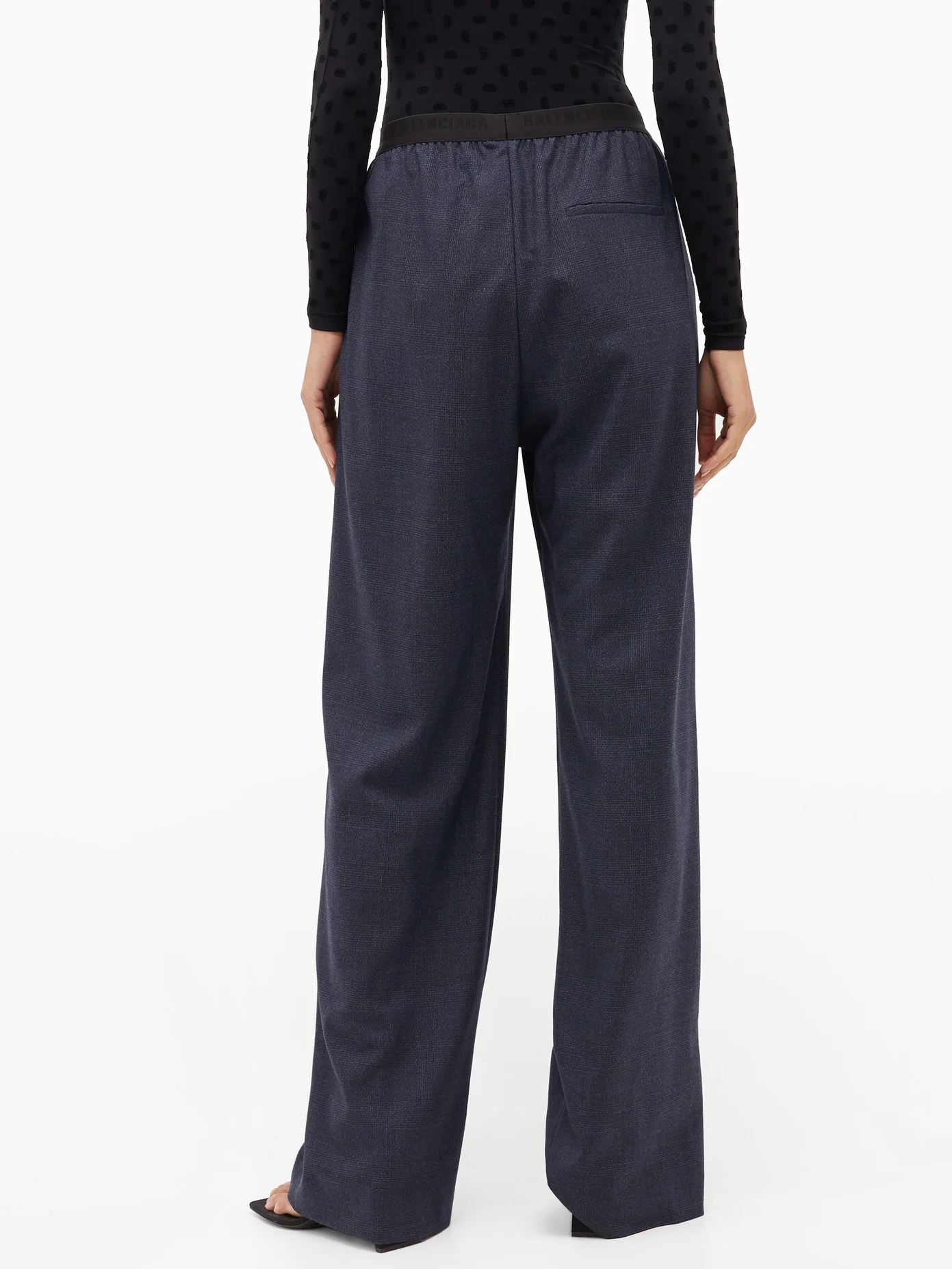 Prince of Wales-check elasticated wool trousers - 5