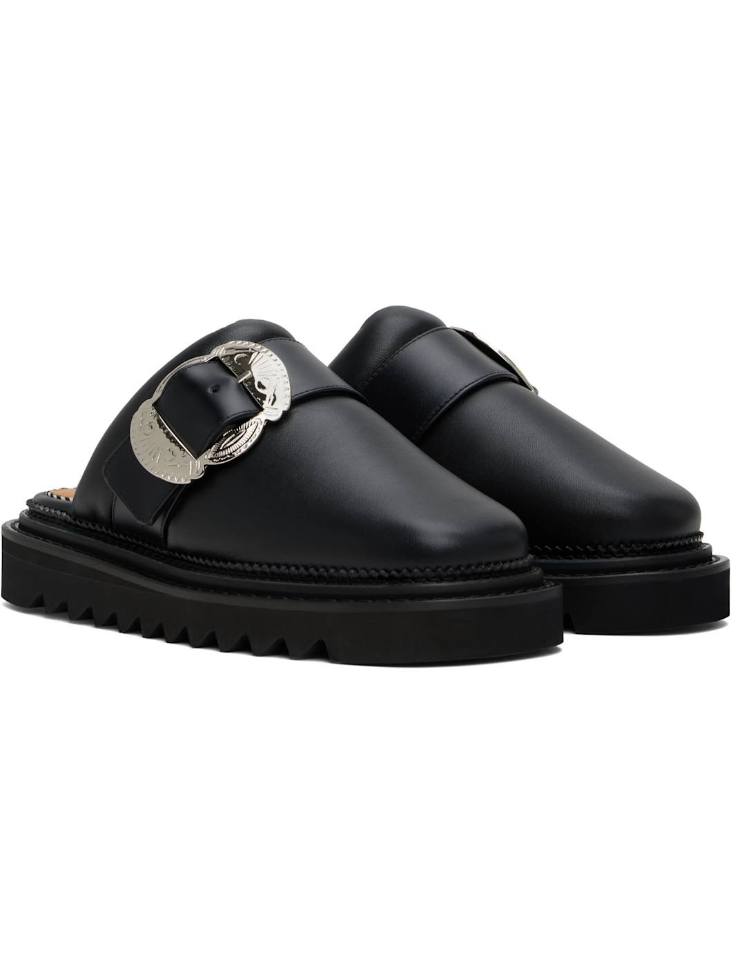 Black Buckle Slippers - 4