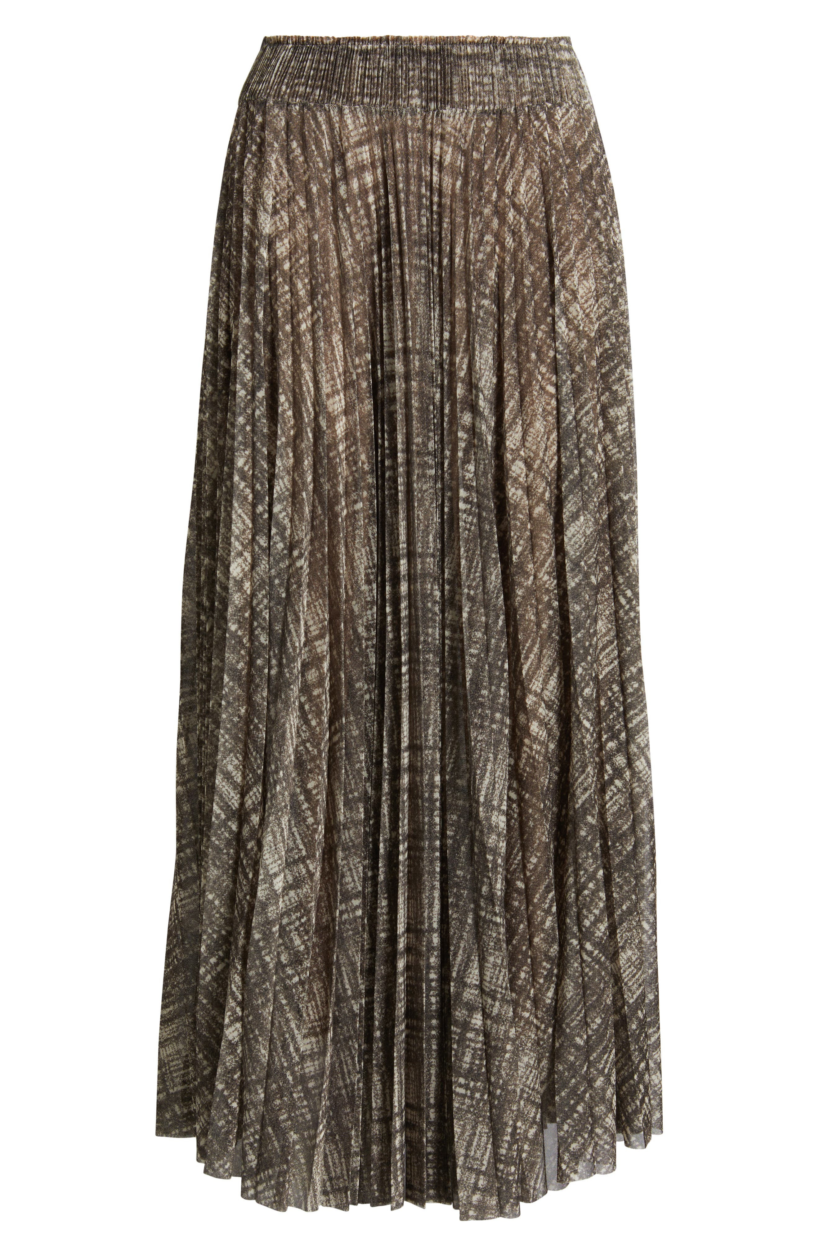 BOSS Edrisa Pleated Midi Skirt in Grey Multi at Nordstrom - 5