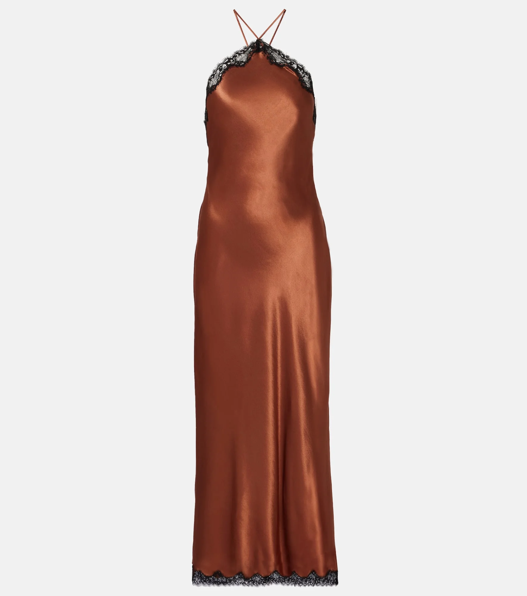 Harlan lace-trimmed satin midi dress - 1