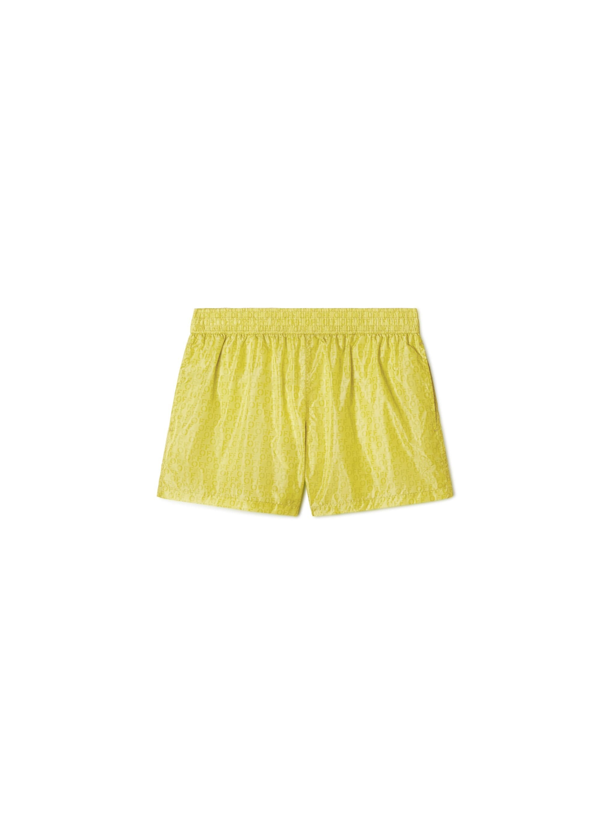 Yellow Off Stamp Allover Swimshorts - 1