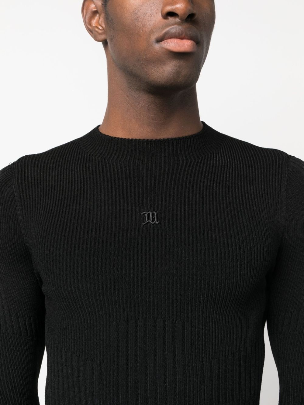 logo-embroidered ribbed-knit jumper - 5