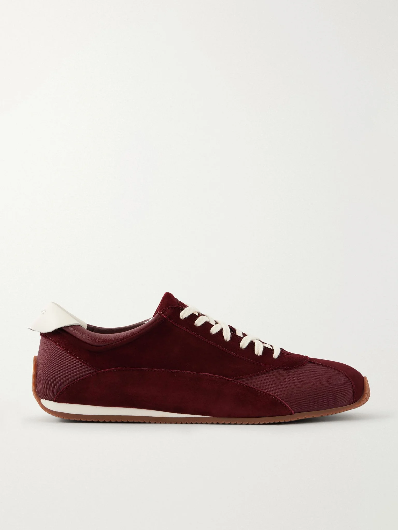 Berenices leather-trimmed suede and canvas sneakers Burgundy - 1