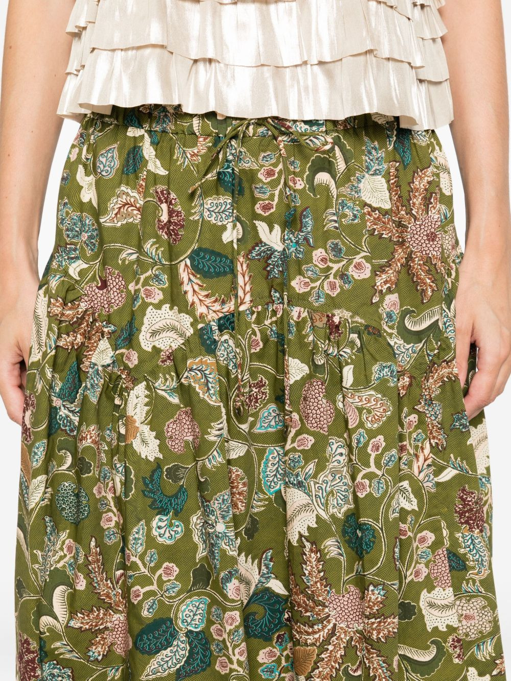 Rosen floral tie-waist skirt - 5