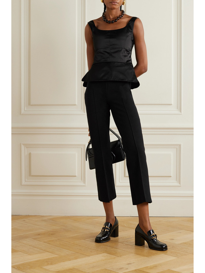 LIBEROWE + Net Sustain Off-the-shoulder Duchesse Cotton-blend Satin Peplum Top outlook