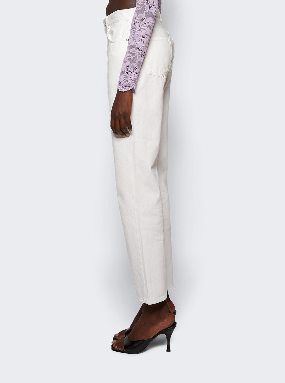 Wular Straight Denim Pants Ivory - 4