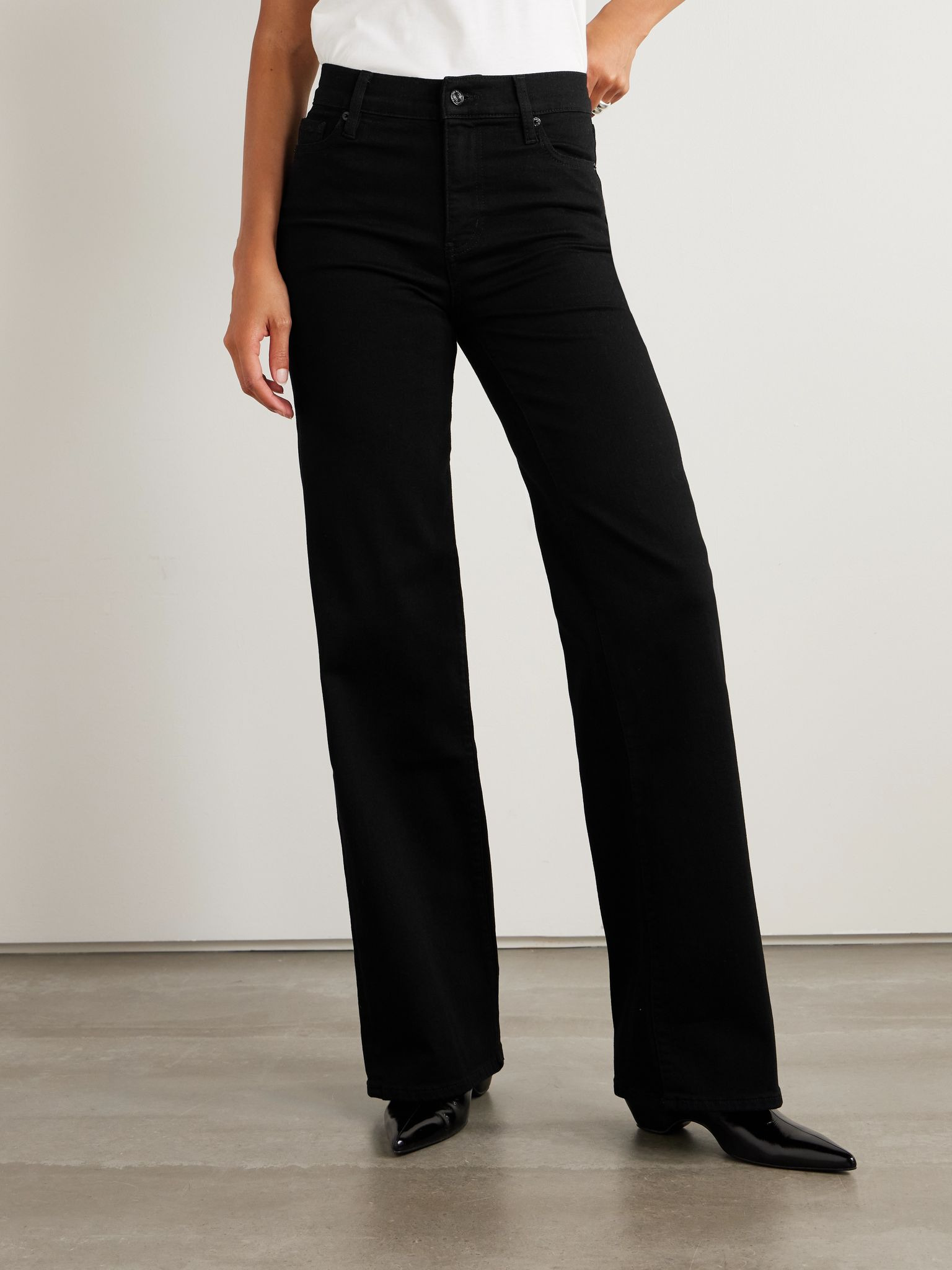 Slim Palazzo Long high-rise wide-leg jeans Black - 3