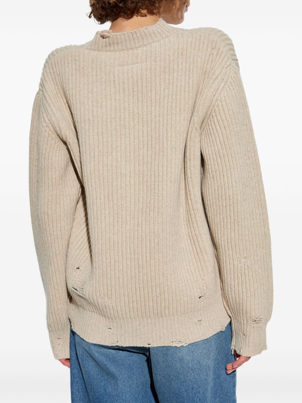 distressed ribbed sweater - 4