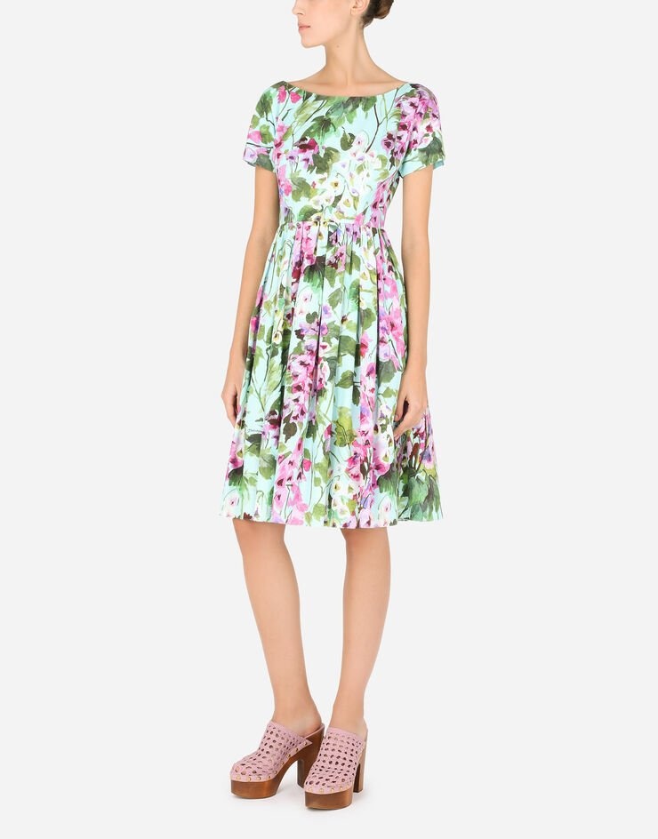 Bluebell-print poplin midi dress - 6