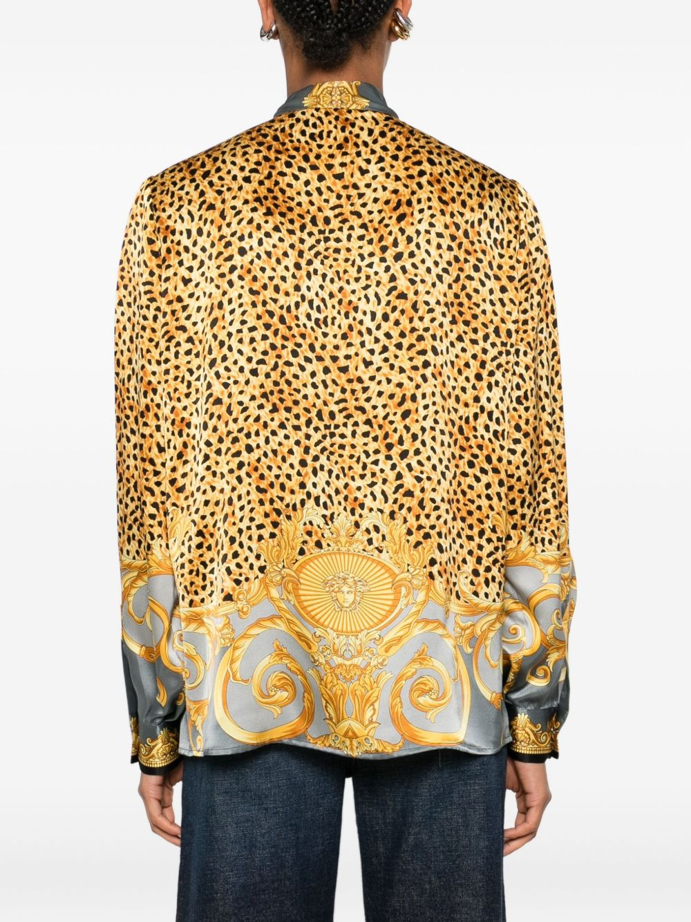 cheetah foulard silk lavallière shirt - 4