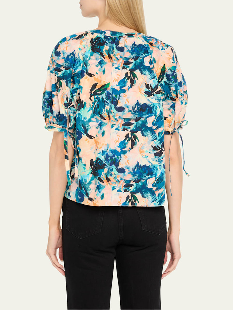 ULLA JOHNSON Vienne Floral Puff-Sleeve Blouse outlook