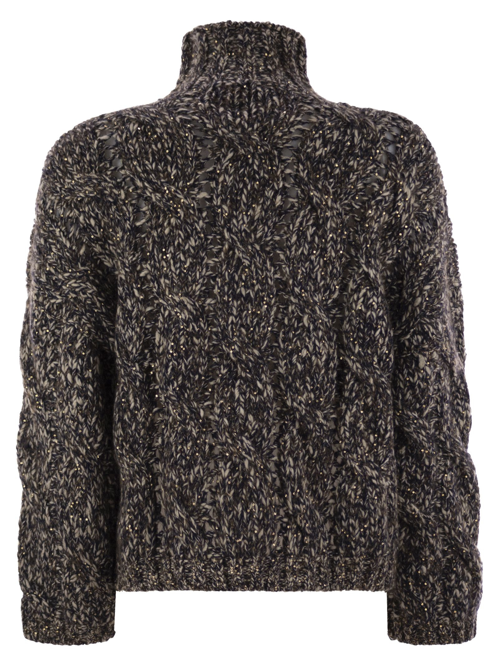 Brunello Cucinelli Women Soft Wool, Cashmere And Mohair Turtleneck Sweater With Braided Design - 2