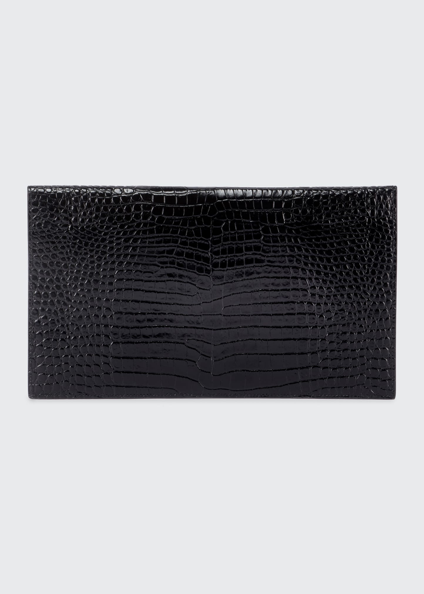 Uptown Crocodile-Embossed Pouch Bag - 3