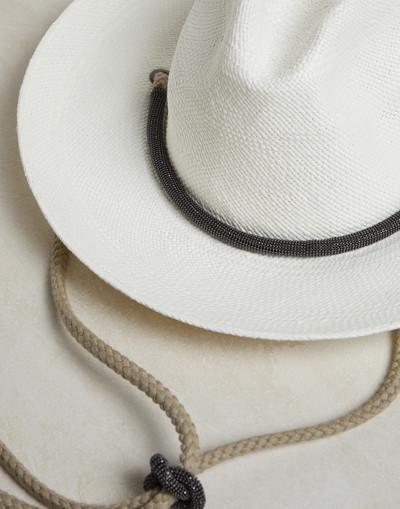 Brunello Cucinelli Straw fedora with linen and monili rope string outlook