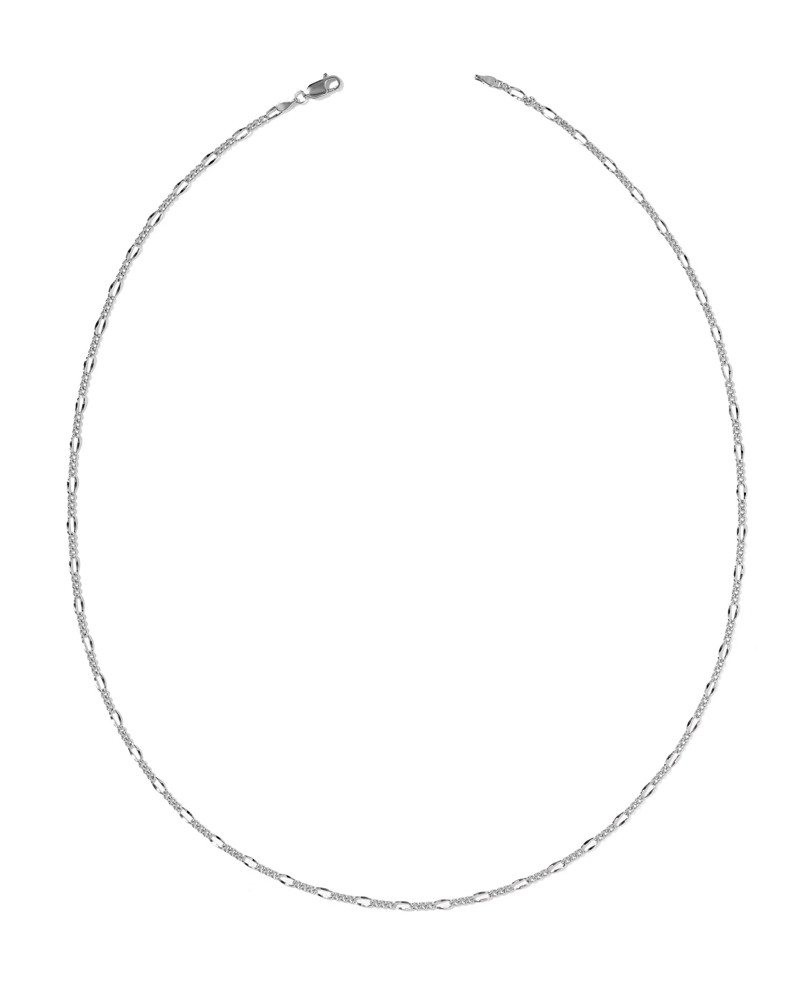 Thin Figaro Oxidized Sterling Silver Chain Necklace - 1