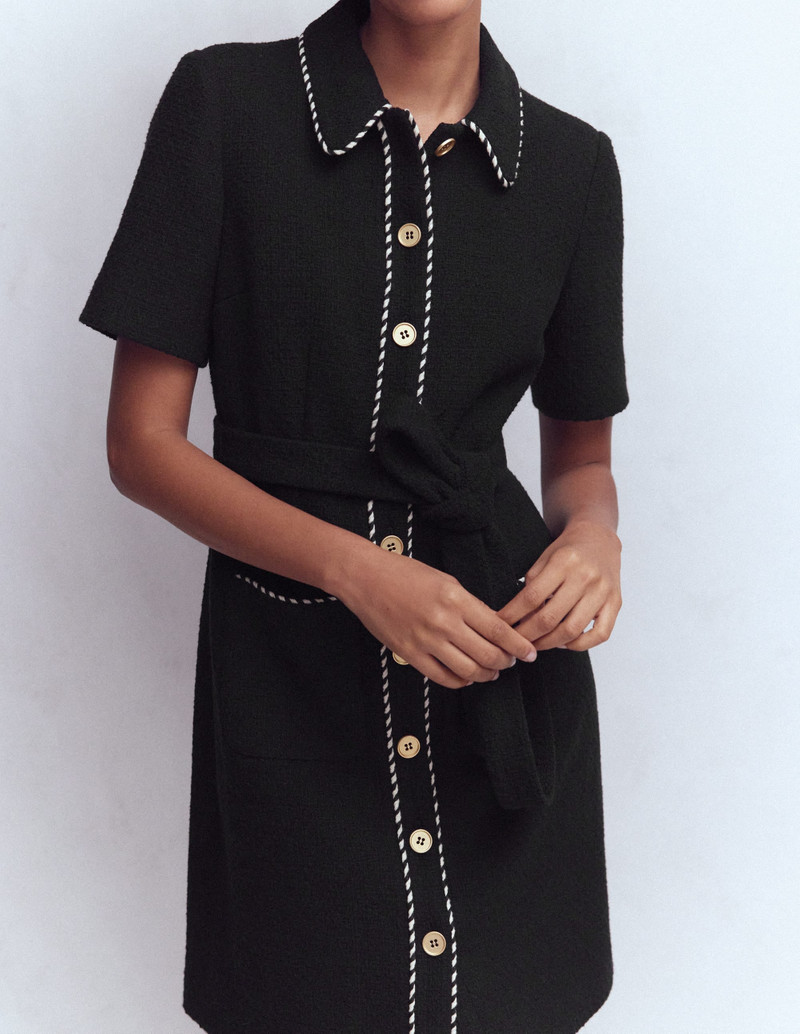Loren Trim Short Dress-Black 3
