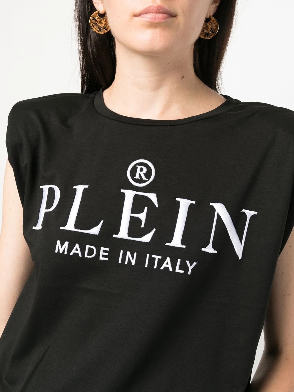 embroidered-logo padded shoulder tank top - 5