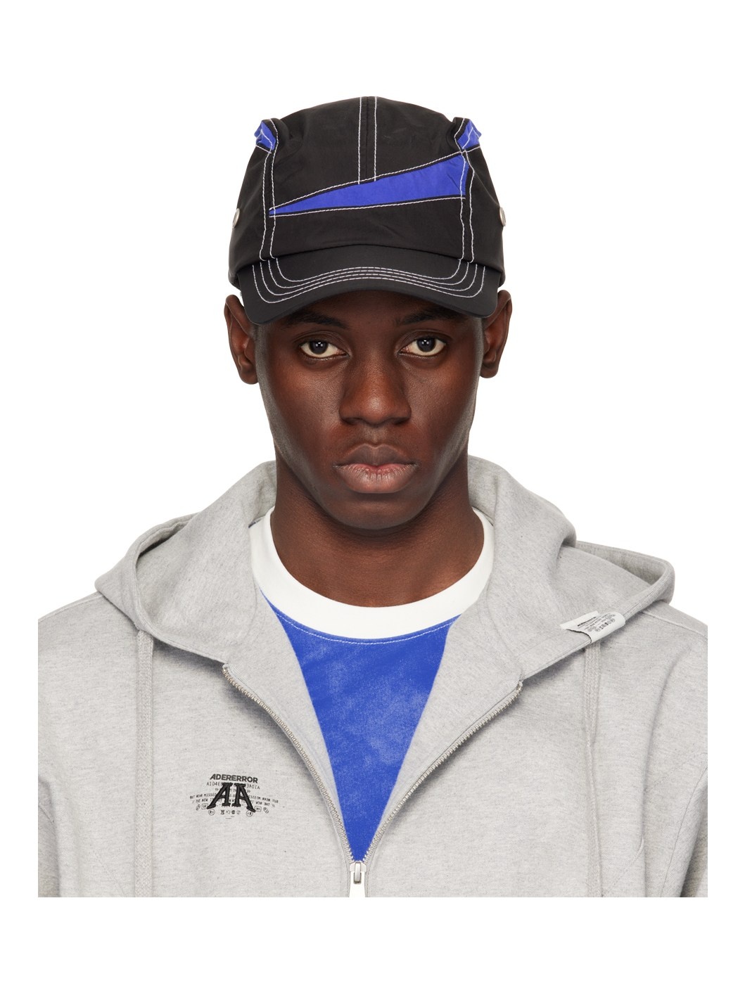 Black & Blue Contrast Stitch Cap - 1