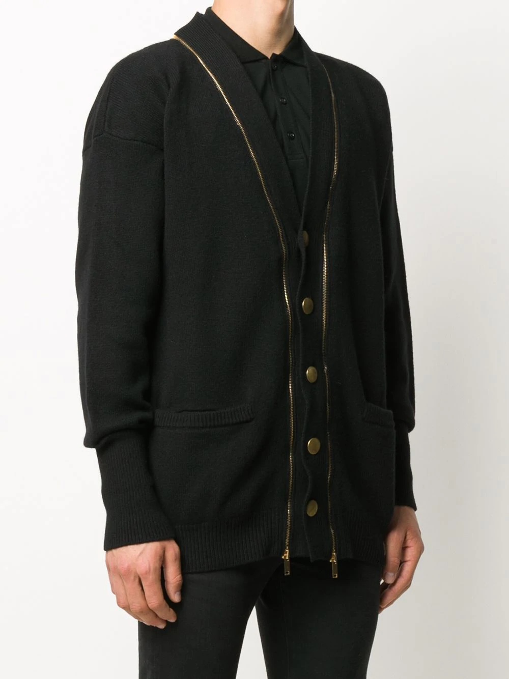 zip detail cardigan - 3