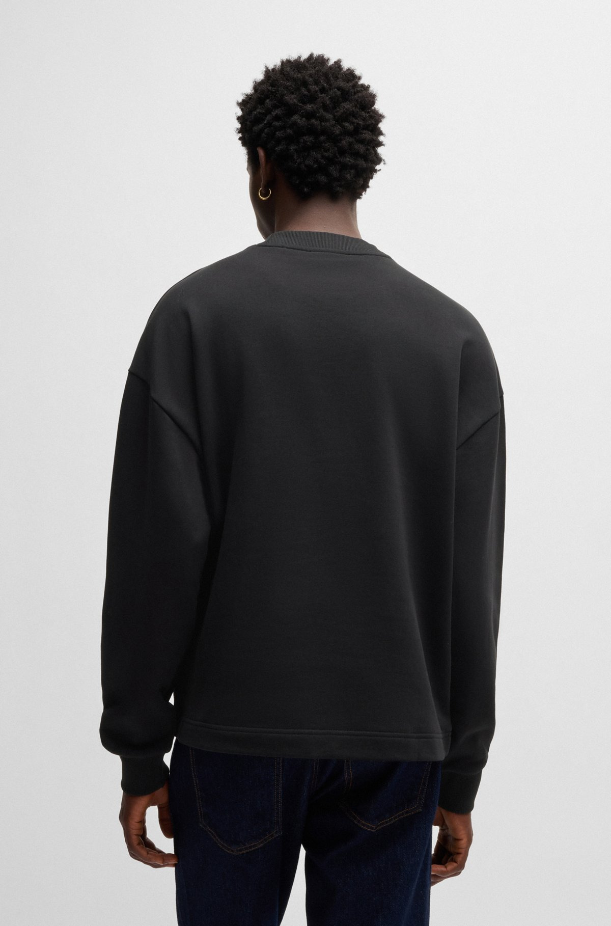 COTTON-TERRY SWEATSHIRT WITH HAPPY HUGO LOGO PATCH - 5