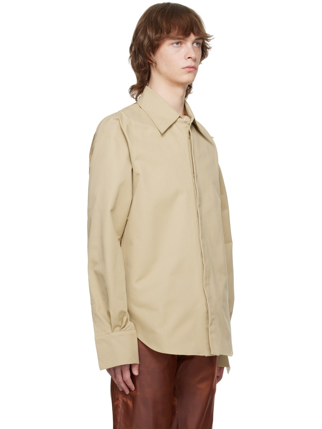 Beige Row Back Shirt - 2