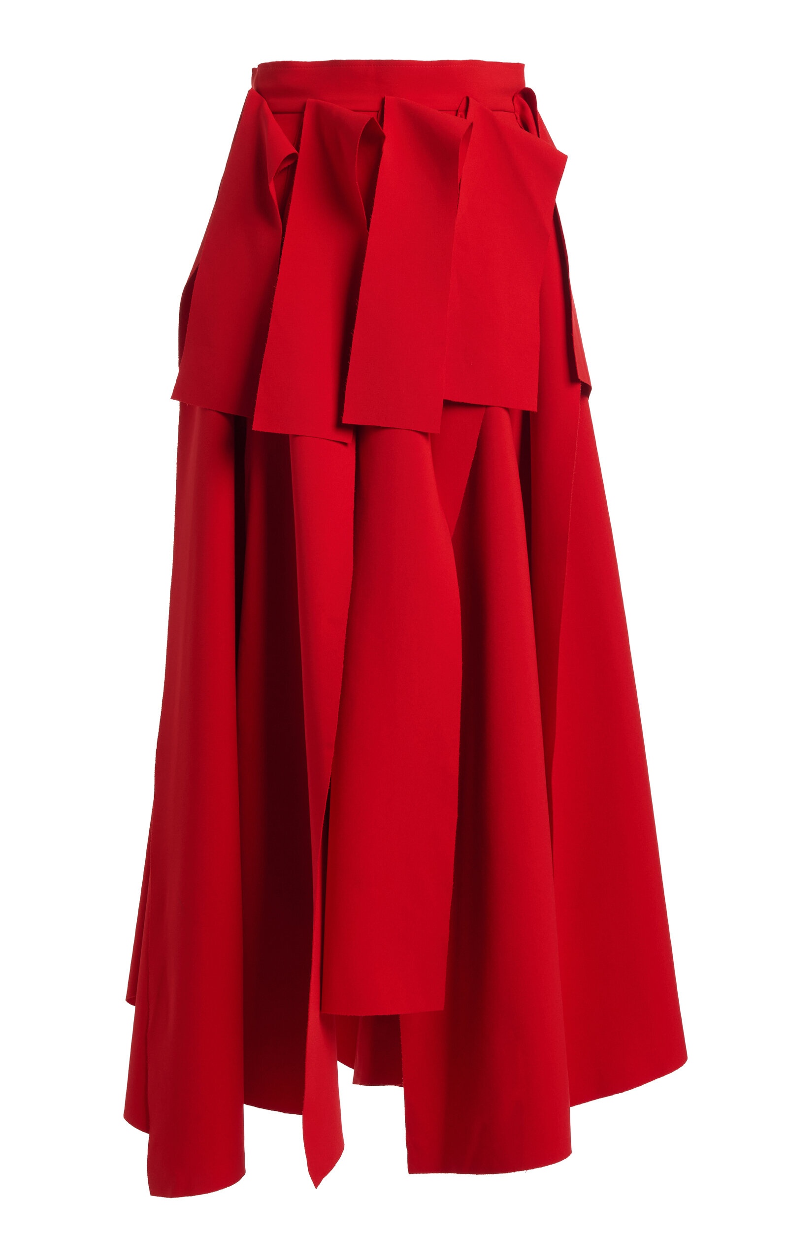 Asymmetrical Pleated Panel Midi Skirt red - 1