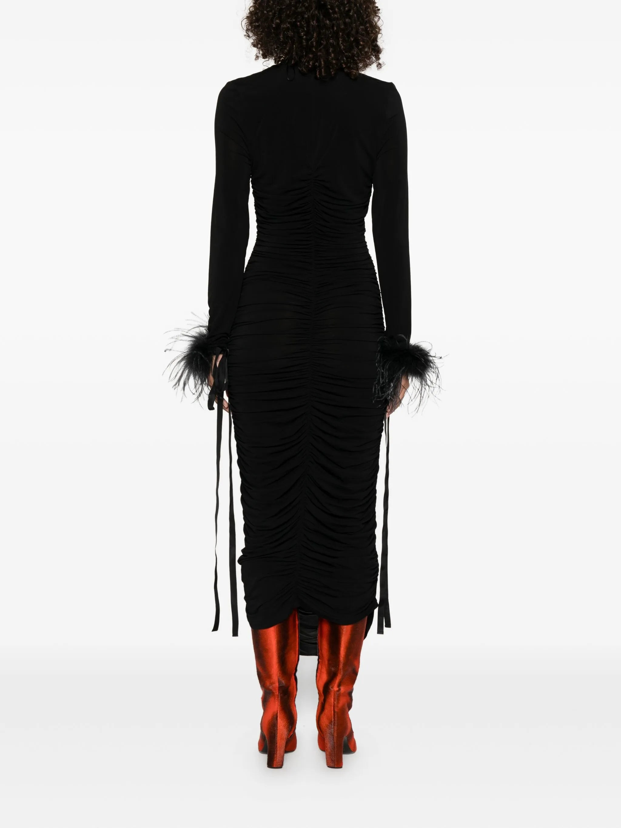 Pinko Feather-trim Midi Dress - 2