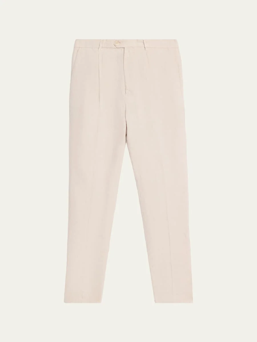 Men's Wool Straight-Leg Pleated Pants - 1