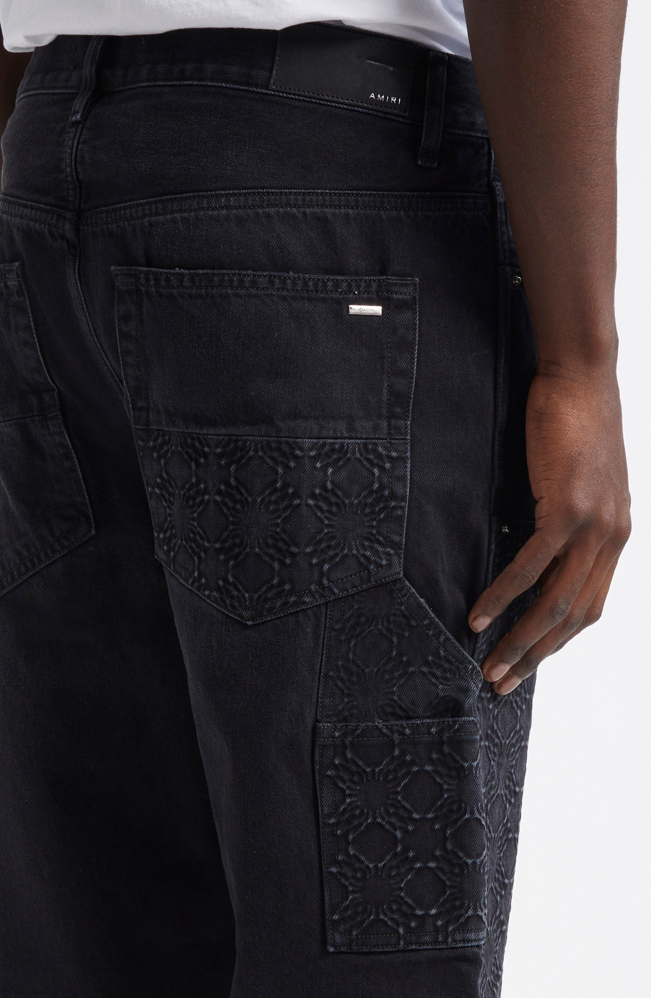 AMIRI Debosseed MA Quad Carpenter Jeans in Vintage Black at Nordstrom - 4