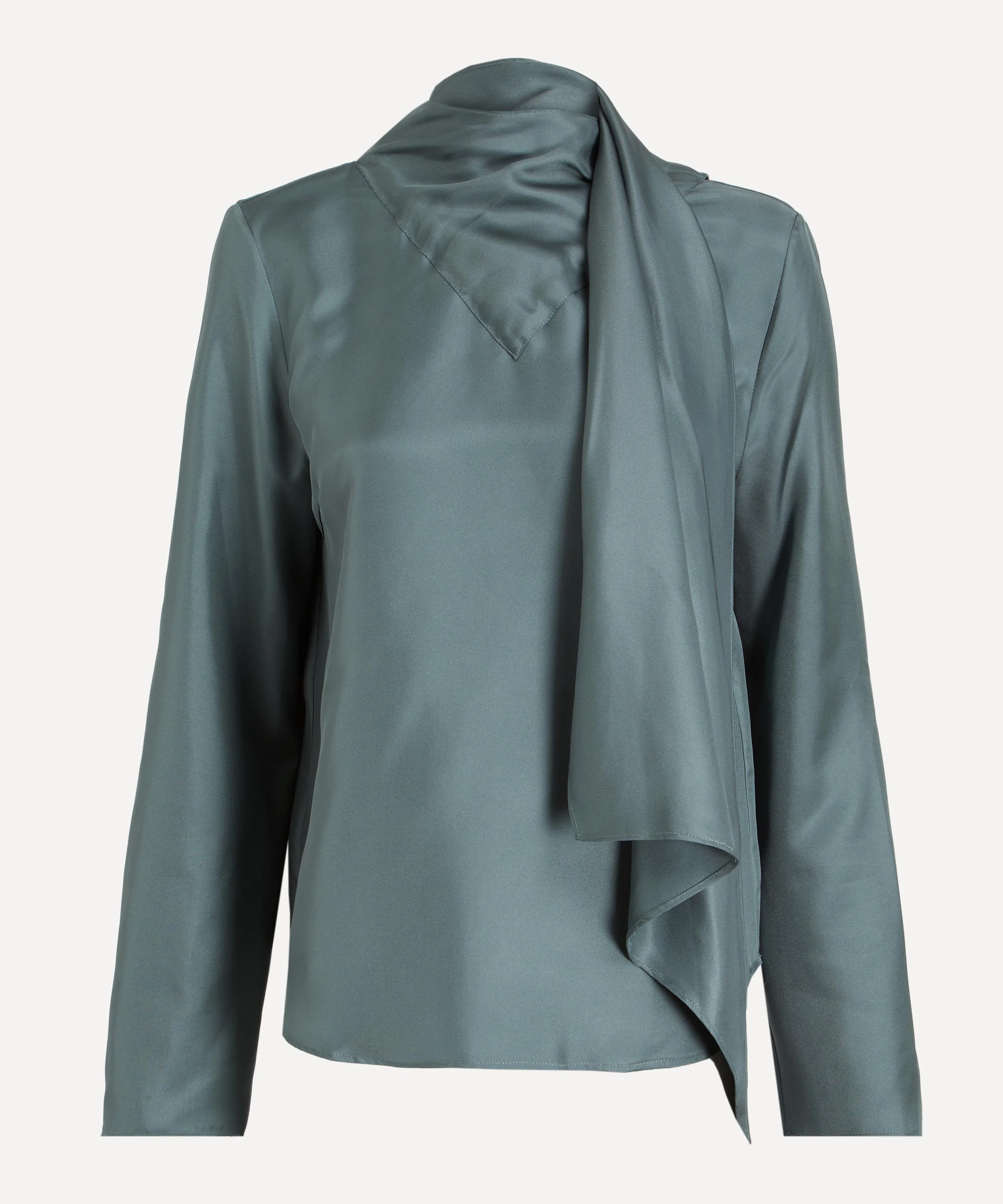 Gala Deep Green Foulard Silk Twill Top - 1