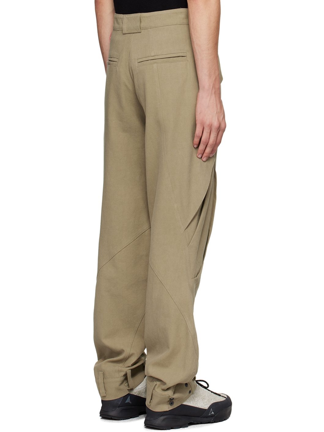 Beige Cotton Cargo Pants - 3