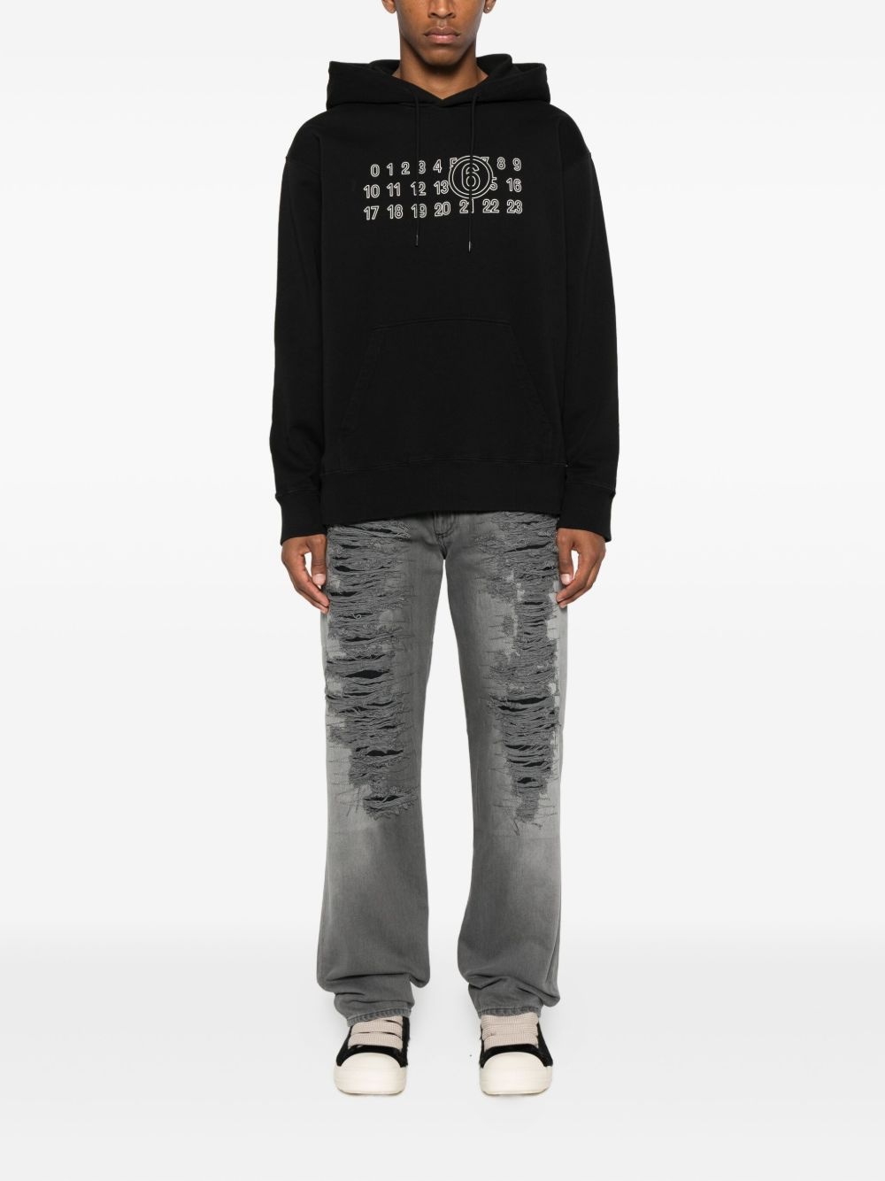 numeric-print hoodie - 2
