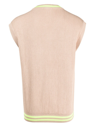 GCDS logo-intarsia v-neck knit vest outlook