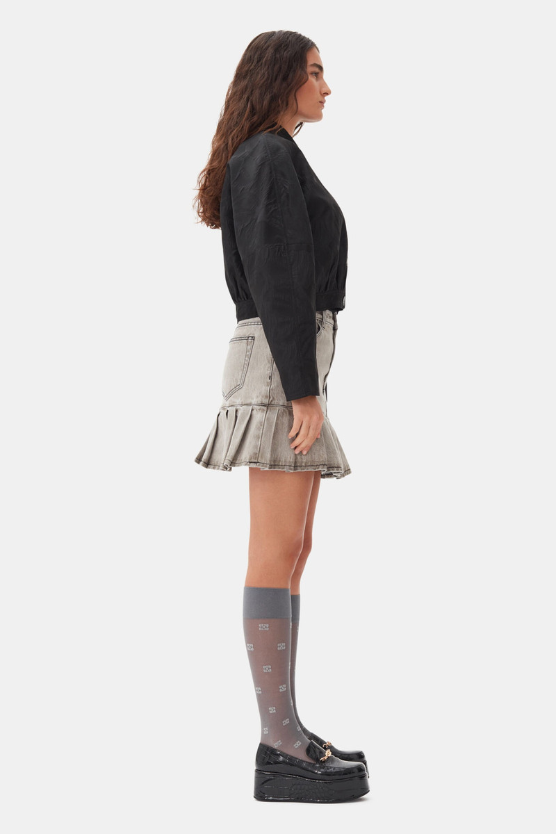 GREY FUTURE DENIM PLEATED MINI SKIRT 3