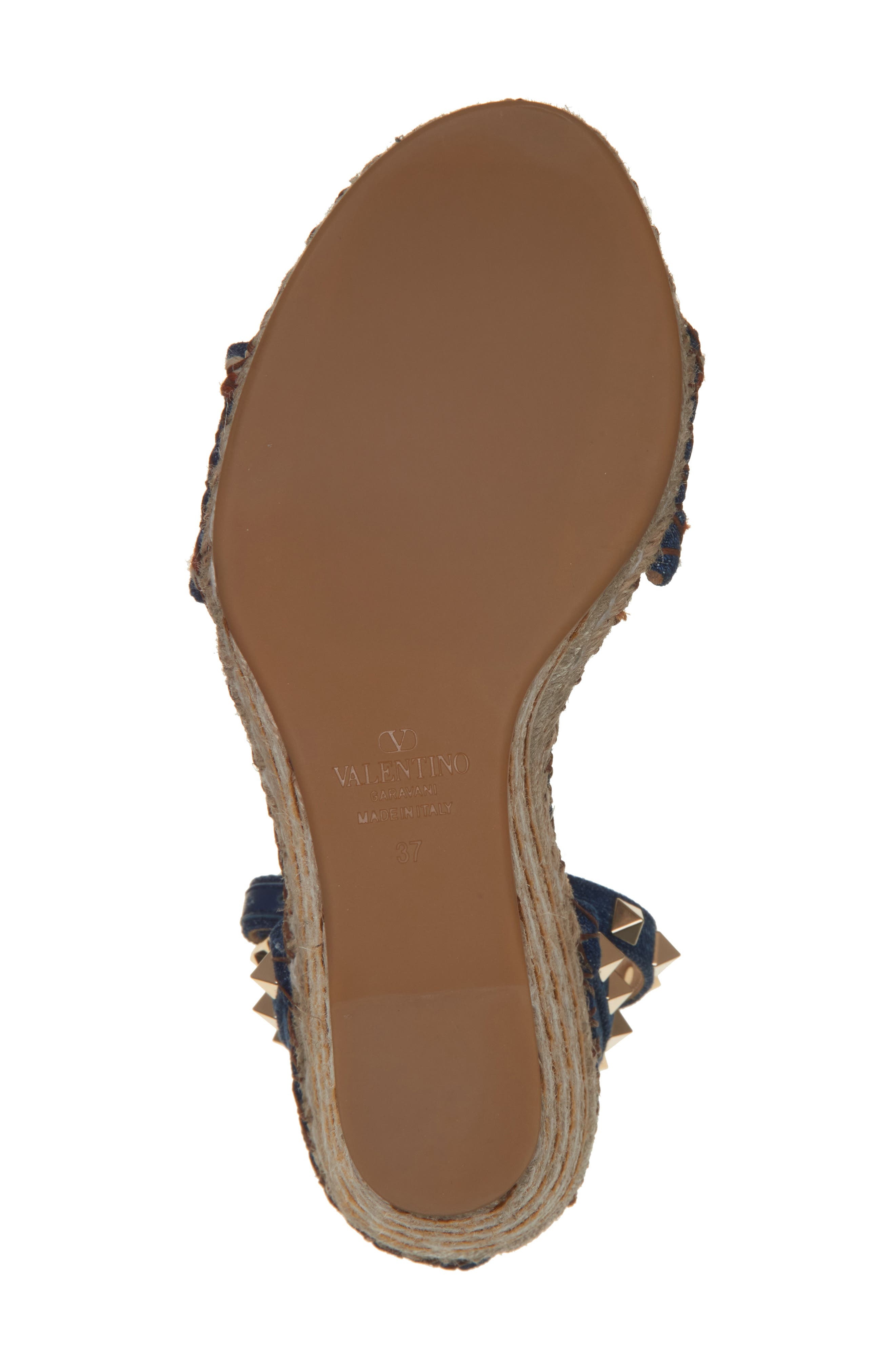 Valentino Garavani Rockstud Espadrille Wedge Sandal in Bright Blue at Nordstrom - 6