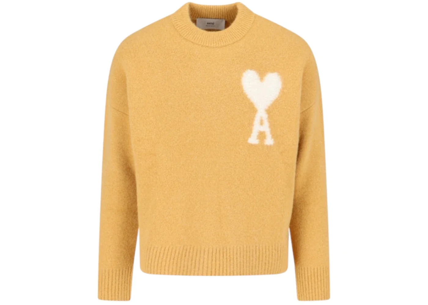 Ami Paris Ami De Coeur Crewneck Sweater Off White/Mustard - 1