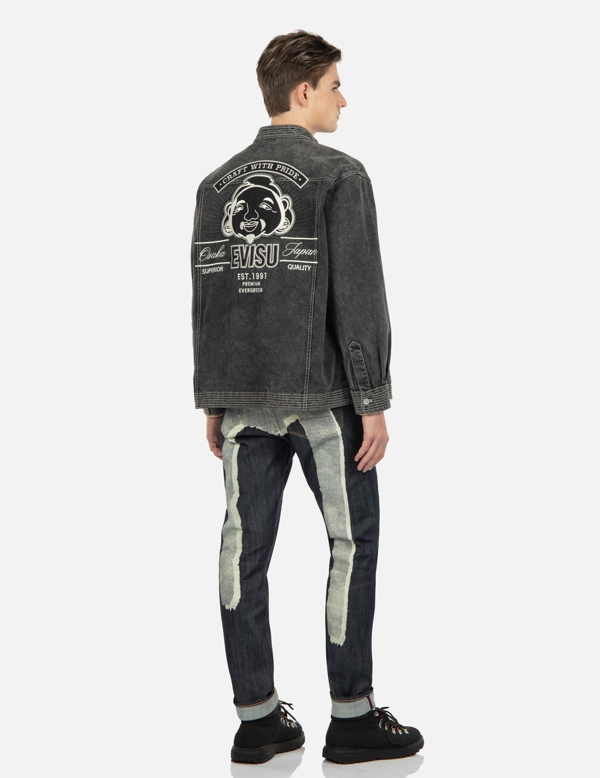 TWO-LAYER BRUSHSTROKE DAICOCK PRINT CARROT-FIT JEANS #2017 - 3