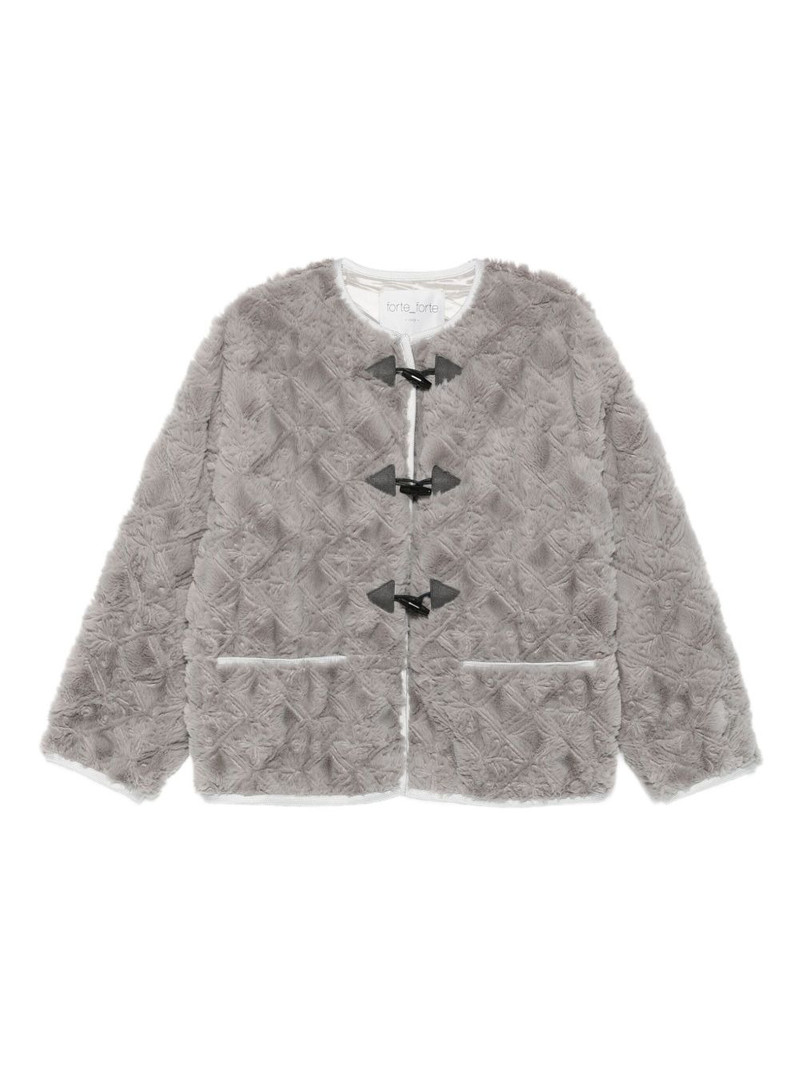 toggle-fastening textured jacket 1